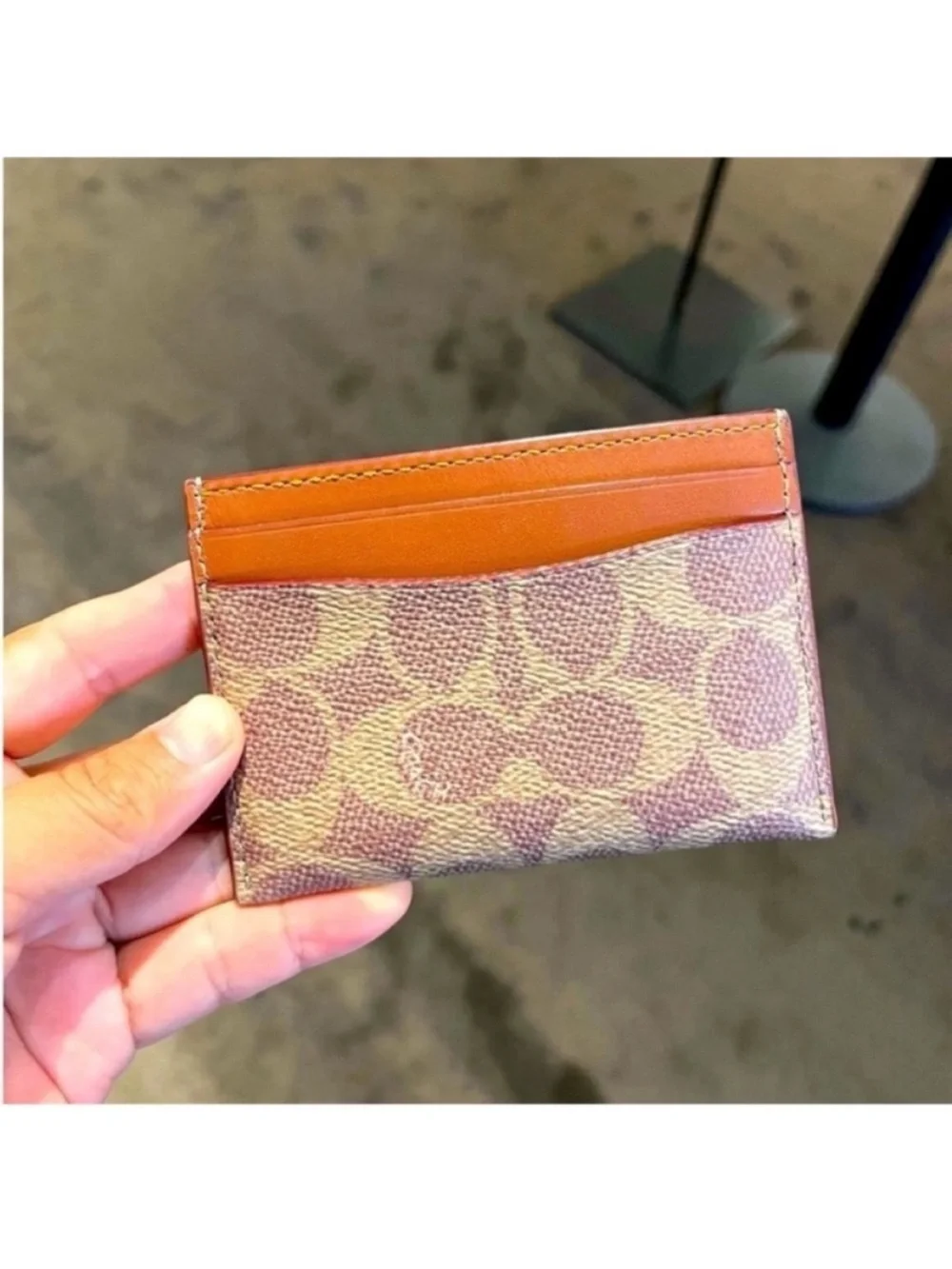Coach Holiday Essential Card Case In Signature Canvas With Train # CY305